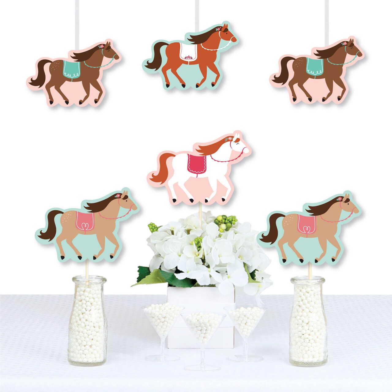 Big Dot of Happiness Run Wild Horses - Decorations DIY Pony Birthday Party Essentials - Set of 20